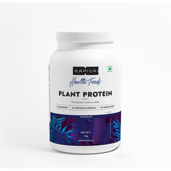Kapiva Plant Protein | 25g Protein Per Scoop, Chocolate | With Vitamins & Minerals | Pea protein Isolate - 1Kg