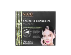 VLCC Activated Bamboo Charcoal Facial Kit - 60g For Purified, Balanced & Glowing Skin | Helps Purify Skin, Control Blemishes and Acne | With Activated Charcoal, Vitamin B3, Neem Bark & Clove Extracts