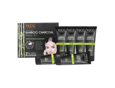 VLCC Activated Bamboo Charcoal Facial Kit - 60g For Purified, Balanced & Glowing Skin | Helps Purify Skin, Control Blemishes and Acne | With Activated Charcoal, Vitamin B3, Neem Bark & Clove Extracts