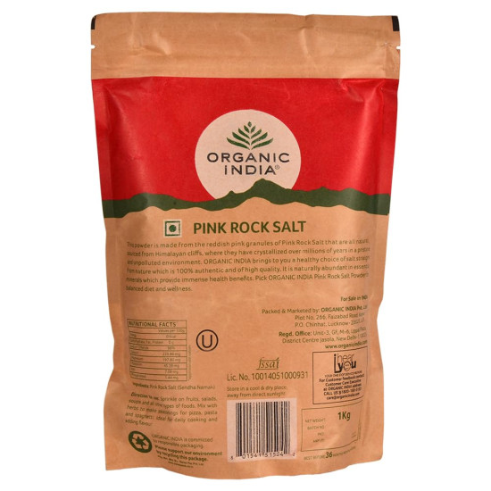 A TATA Product - Organic India Pink Rock Salt, 1Kg Pouch