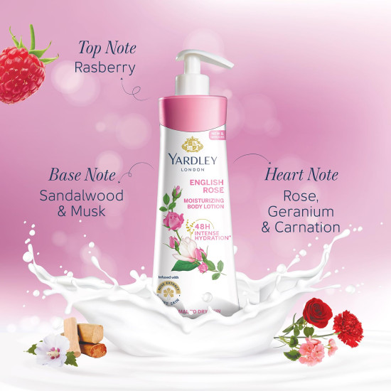 Yardley London English Rose Moisturizing Body Lotion With Germ Shield| Infused With Rose & Geranium Oil| Daily Use Hand & Body Lotion With Vitamin C & B3 For Women| 400ml Yardley London English Rose Moisturizing Body Lotion With Germ Shield| Infused With Rose & Geranium Oil| Daily Use Hand & Body Lotion With Vitamin C & B3 For Women| 400ml