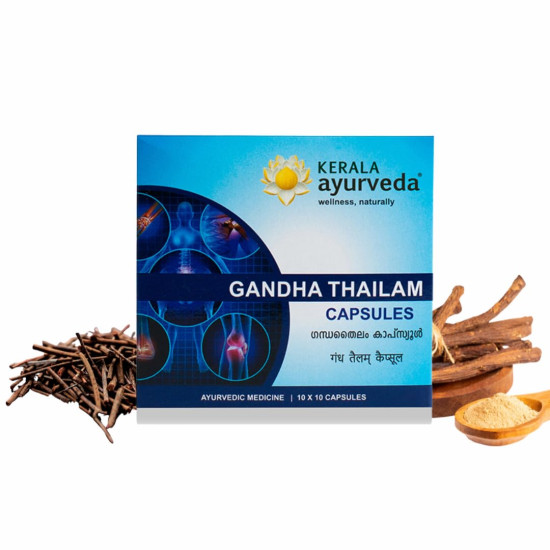 Kerala Ayurveda Gandha Thailam Capsule| For Strong and Healthy Joints| Quick Relief from Sports Injuries | Fast Healing in Fractures and Dislocations| Sesame Oil Base |With Thila, Yashtimadhu, Manjistha, Devadaru, and Milk|100 capsules