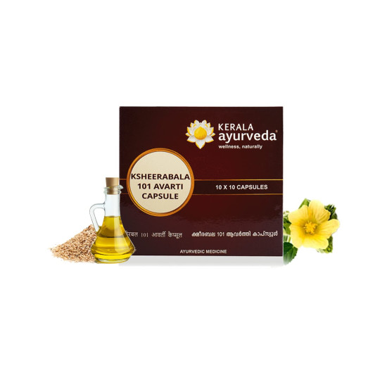 Kerala Ayurveda Ksheerabala 101 Avarti Capsule | For Healthy Joints| Natural Joint Pain Relief Capsules | For Age-Related Joint Issues | Joint Stiffness and Swelling | For Joint Strength, Mobility, and Flexibility | With Bala, Cow Milk in Sesame Oil | 100