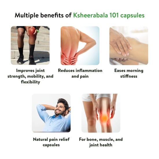 Kerala Ayurveda Ksheerabala 101 Avarti Capsule | For Healthy Joints| Natural Joint Pain Relief Capsules | For Age-Related Joint Issues | Joint Stiffness and Swelling | For Joint Strength, Mobility, and Flexibility | With Bala, Cow Milk in Sesame Oil | 100