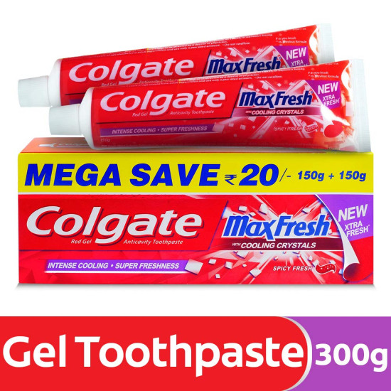 Colgate Maxfresh Spicy Fresh Red Gel Toothpaste - 300 g and Colgate Toothpaste Active Salt - 300 g (Natural - Saver Pack)