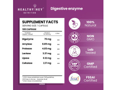 HealthyHey Nutrition Digestive Enzymes Capsules - Amylase, Lipase, Protease, Multi-Enzyme Complex Tablet - 120 Vegetable Capsules