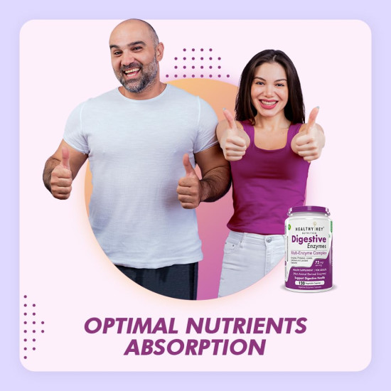 HealthyHey Nutrition Digestive Enzymes Capsules - Amylase, Lipase, Protease, Multi-Enzyme Complex Tablet - 120 Vegetable Capsules
