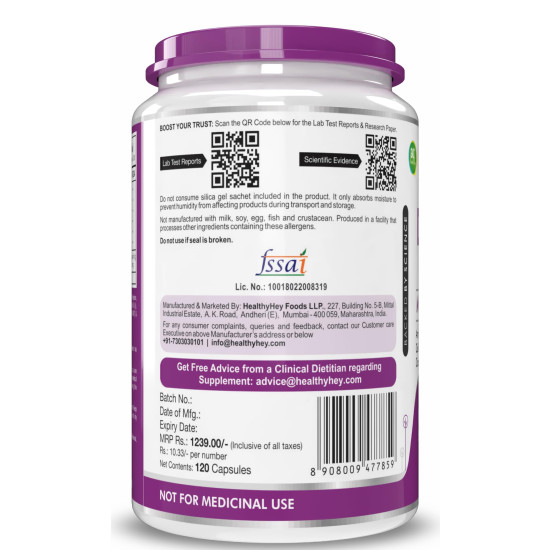 HealthyHey Nutrition Digestive Enzymes Capsules - Amylase, Lipase, Protease, Multi-Enzyme Complex Tablet - 120 Vegetable Capsules