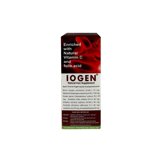 Kerala Ayurveda Iogen 200ml (Pack Of 3, 200ml each) | Natural Iron Supplement | Improves Hemoglobin level | Herbal Iron Supplement | Non-Constipating Iron Tonic | Anemia Syrup | Stimulates Appetite | No Artificial Flavors | With Bilva, Satavari, Draksha, 