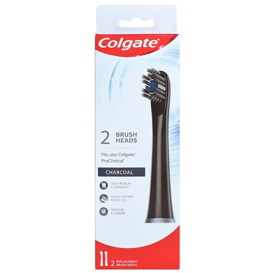 Colgate Pro-Clinical 150 Charcoal Battery Powered Toothbrush Refills - 2 Pieces