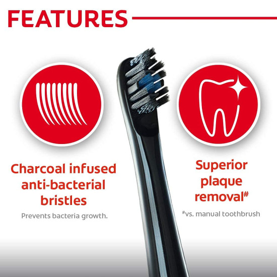 Colgate Pro-Clinical 150 Charcoal Battery Powered Toothbrush Refills - 2 Pieces