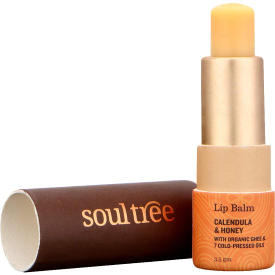 SoulTree Ayurvedic Lip Balm - Calendula & Honey with Organic Ghee | Heals and Hydrates Lips - 3.5gm SoulTree Ayurvedic Lip Balm - Calendula & Honey with Organic Ghee | Heals and Hydrates Lips - 3.5gm