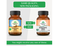 Organic India Beautiful Skin Capsule Bottle with Bowelcare Capsules Sample (60 Caps)