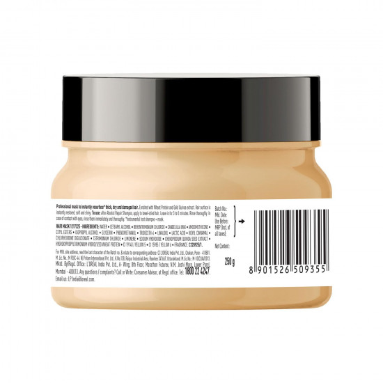 L'OREAL PROFESSIONNEL PARIS Serie Expert Absolut Repair Mask |Dry Hair Mask Provides Deep Conditioning & Strength | With Gold Quinoa & Wheat Protein (250Gms)