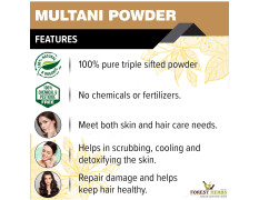 The Forest Herbs Natural Care From Nature 100% Pure Multani Mitti Powder for Face Pack (200g) For Exfoliating Soothing Nourishing Face, Skin & Hair| Indian Healing Clay/Calcium Bentonite Clay/Fuller's Earth/Body Mask