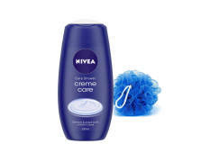 NIVEA Creme Care Shower Cream, 250 ml with Free Loofah