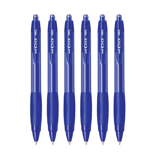 uni-ball Click Gel X SGR7 0.7 mm Retractable Gel Pens, Blue Ink, Pack of 6