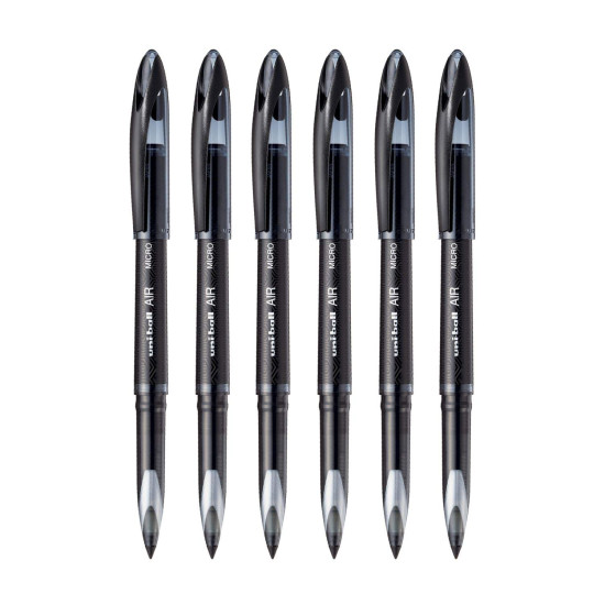 uni-ball Air UBA188M 0.5 mm Roller Ball Pens, Black Ink, Pack of 6