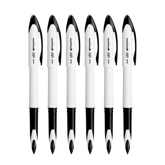 uni-ball Air UBA188ELM 0.5mm Roller Ball Pen | White Body, Blue Ink, Pack of 6