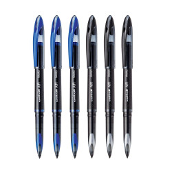 uni-ball Air UBA188M 0.5 mm Roller Ball Pens, Black & Blue Ink, Pack of 6
