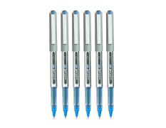 Uniball Eye UB157 0.7mm Roller Ball Pen | Waterproof Pigment Ink | Lightweighted Sleek Body | Long Lasting Smudge Free Ink | School and Office stationery | Blue Ink, Pack of 6
