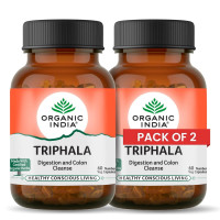 A TATA Product - Organic India Triphala Capsules - 60 Caps (Pack of 2) , Supports Immune System, Colon & Digestion, Balanced Bowel & Gut Health, Contains Bioactives and Antioxidants, GMP & NPOP Certified Organic 