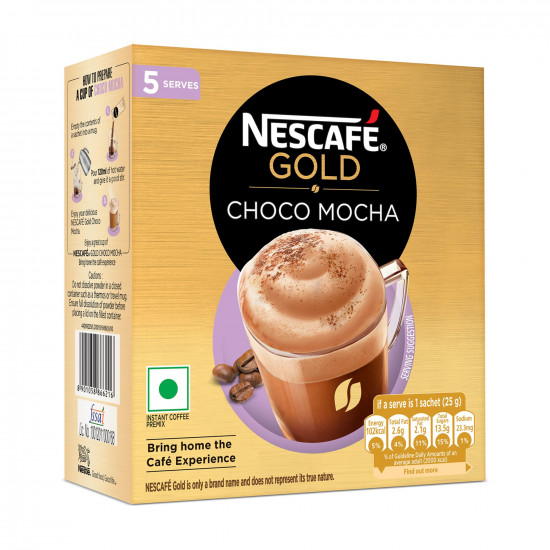 NESCAFE Gold Choco Mocha Instant Coffee Premix, 125g (5 Sachets, 25g each)