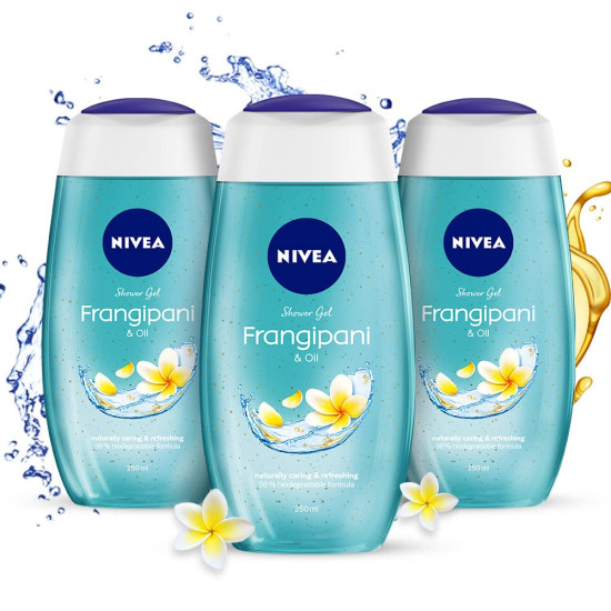 NIVEA Frangipani and oil 250ml Body Wash (Pack of 3)| Shower Gel with Frangipani and Care Oil | Pure Glycerin for Instant Soft & Summer Fresh Skin|Microplastic Free |Clean, Healthy & Moisturized Skin