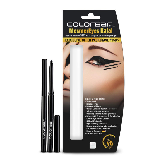 Colorbar Cosmetics MesmerEyes Kajal Duo, Black, 0.70 g (Pack of 2) | Lasts upto 10 hours | Nourishing | Waterproof