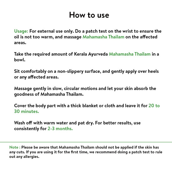 Kerala Ayurveda Mahamasha Thailam 200ml | Relieves Numbness and Muscle Weakness | Relieves Lack of Sensation | With Masha, Dasamoola, Atmagupta, Manjistha, Eranda, Milk, and Sesame oil |