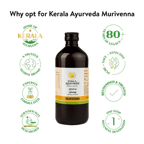 Kerala Ayurveda Murivenna 450 ml | Oil for Burns, Cuts, and Sprains | First aid Box Oil | Ayurvedic Pain Relief Oil | For Wound and Scald Healing| With Aloe vera, Tambula, Sigrupatra, Palandu, Tandulambu, and Shatavari in Coconut oil|