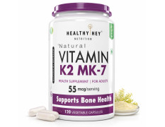 HealthyHey Nutrition Vitamin K2 | 100% Vegetarian Vitamin K2 Benefits in Bone Health - 55mcg - 120 Vitamin K27 Capsules