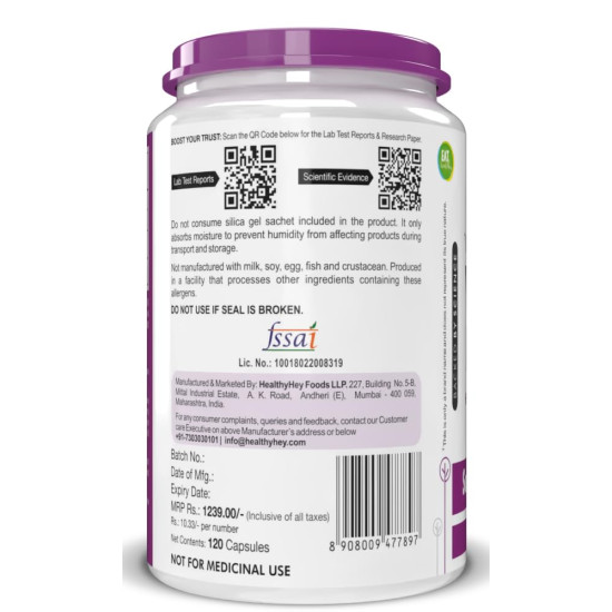HealthyHey Nutrition Vitamin K2 | 100% Vegetarian Vitamin K2 Benefits in Bone Health - 55mcg - 120 Vitamin K27 Capsules