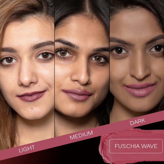 FACES CANADA Weightless Matte Lipstick - Fuschia Wave 02 (Pink), 4.5g | Highly Pigmented Lip Color | Smooth One Stroke Glide | Moisturizes & Hydrates Lips | Vitamin E, Jojoba & Almond Oil Enriched