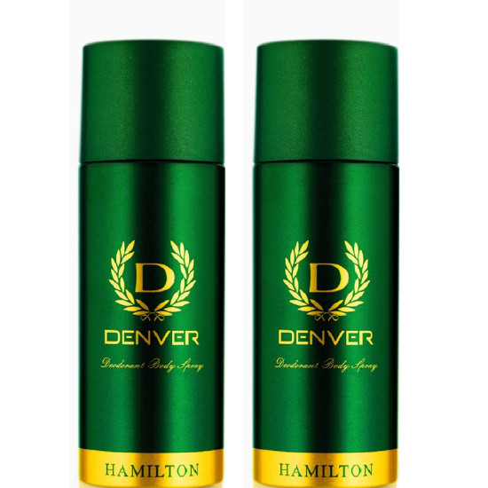 DENVER Hamilton Deo - 165ML Each (Pack of 2) | Long Lasting Deodorant Body Spray for Men