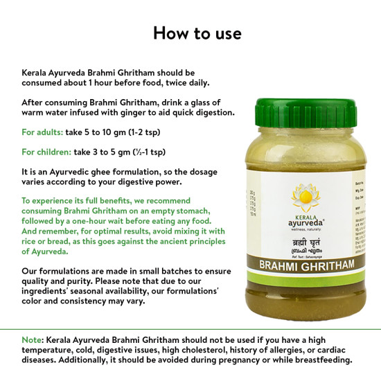 Kerala Ayurveda Brahmi Ghritham 150 ml (150 grams)