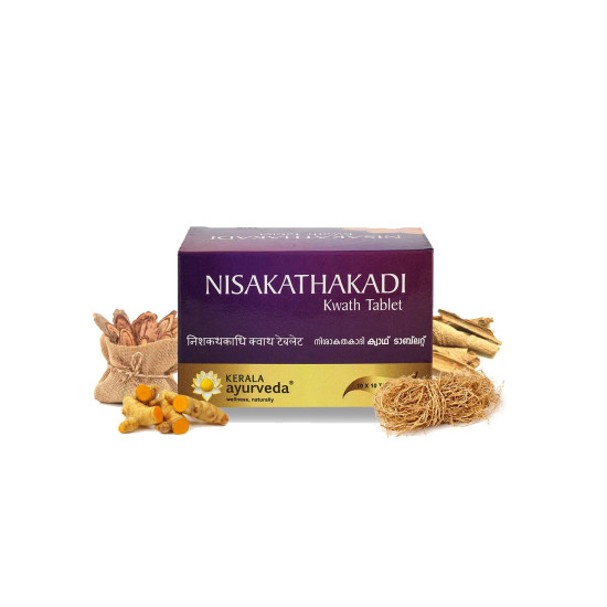 Kerala Ayurveda Nisakathakadi Kwath Tablet 100 Tablets| Controls Blood Sugar Naturally | Healthy Glucose Metabolism |Eases Polyuria and Swollen Feet| Natural Glucose Regulator| 100% Ayurvedic| With Haldi, Kathaka, Amla, Usira, Ekanayakam, and Lodhra