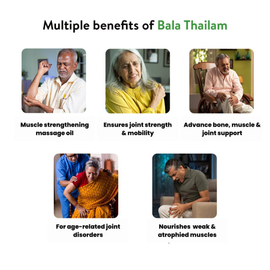 Kerala Ayurveda Bala Thailam 450 ml | Muscle and Bone Strengthening Abhyanga Oil | Age Related Joint Issues| For Healthy Joints & Muscles | With Bala, Guduchi, Rasna, Curd, Milk, and Sesame Oil