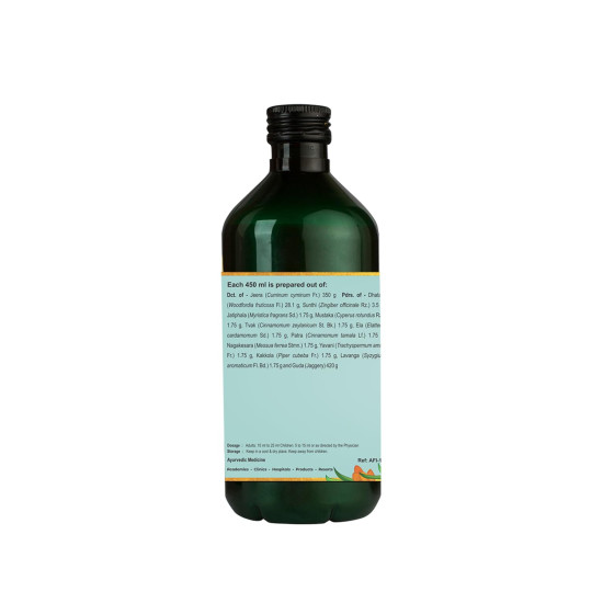 Kerala Ayurveda Jeerakarishta 450ml | Postpartum Digestive Tonic| No Artificial Flavors | Better Digestive Health- Post Delivery| 100% Ayurvedic| With Jeera, Dhataki, Sunthi, Jatiphala, Mustaka, Yavani, and Guda