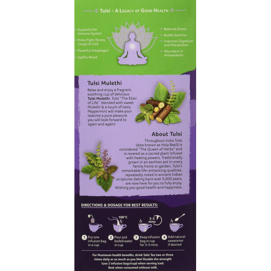 Organic India Tulsi Mulethi Tea, 25 Infusion Bags (Pack of 2)