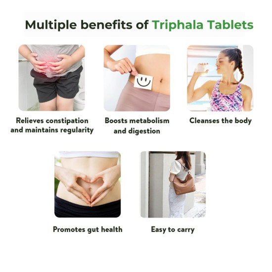 Kerala Ayurveda Triphala Tablet | Helps with Gut Health, Constipation | 100% Ayurvedic Medicine for Constipation | Regulates Bowel movement | Wild Amla, Haritaki, Vibhitaki| 100 Tablets