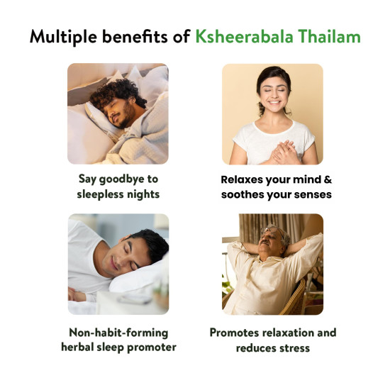 Kerala Ayurveda Ksheerabala Thailam 450ml| Foot Massage Oil | For Relaxation and Sleep | Destress, Rejuvenate & Relax | Non-Habit Forming Herbal Sleep Promoter | With Bala, Cow’s Milk in Sesame Oil |