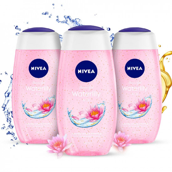 NIVEA Waterlily & oil 250 ml Body Wash(Pack of 3)|Shower Gel with Scent of Waterlily and Care Oil|Pure Glycerin for Instant Soft & Summer Fresh Skin|Microplastic Free|Clean, Healthy & Moisturized Skin