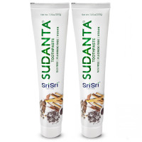 Sri Sri Tattva Sudanta Original Toothpaste - All Natural, Fluoride Free Tooth Paste with Cloves, Cinnamon, Bakul & More - 200g (Pack of 2), for Kids and Adults