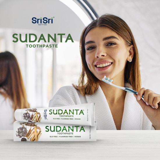 Sri Sri Tattva Sudanta Original Toothpaste - All Natural, Fluoride Free Tooth Paste with Cloves, Cinnamon, Bakul & More - 200g (Pack of 2), for Kids and Adults Sri Sri Tattva Sudanta Original Toothpaste - All Natural, Fluoride Free Tooth Paste with Cloves, Cinnamon, Bakul & More - 200g (Pack of 2), for Kids and Adults