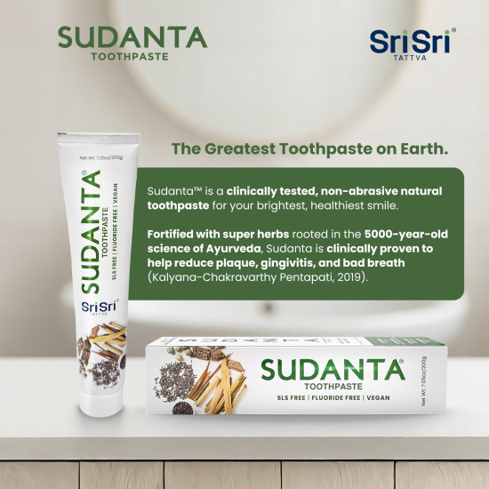 Sri Sri Tattva Sudanta Original Toothpaste - All Natural, Fluoride Free Tooth Paste with Cloves, Cinnamon, Bakul & More - 200g (Pack of 2), for Kids and Adults Sri Sri Tattva Sudanta Original Toothpaste - All Natural, Fluoride Free Tooth Paste with Cloves, Cinnamon, Bakul & More - 200g (Pack of 2), for Kids and Adults