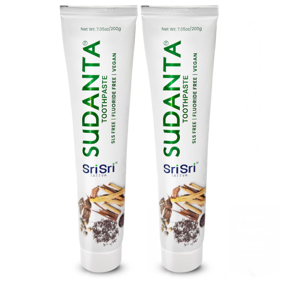 Sri Sri Tattva Sudanta Original Toothpaste - All Natural, Fluoride Free Tooth Paste with Cloves, Cinnamon, Bakul & More - 200g (Pack of 2), for Kids and Adults Sri Sri Tattva Sudanta Original Toothpaste - All Natural, Fluoride Free Tooth Paste with Cloves, Cinnamon, Bakul & More - 200g (Pack of 2), for Kids and Adults
