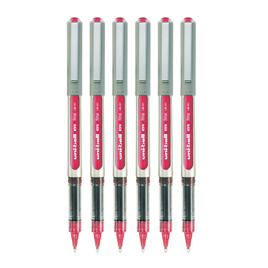 uni-ball Eye UB157 0.7mm Roller Ball Pen | Wine Ink, Pack of 6