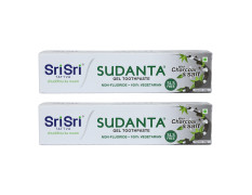 Sri Sri TATTVA shuddhta ka naam Sudanta Herbal Gel Toothpaste - All Natural, SLS Free, Fluoride Free Tooth Paste with Charcoal, Salt & More - 100g (Pack of 2), for Kids and Adults