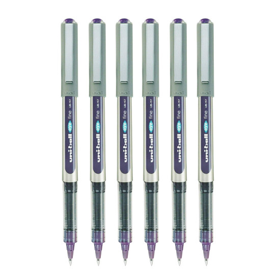 uni-ball Eye UB157 0.7 mm Roller Ball Pens, Violet Ink, Pack of 6